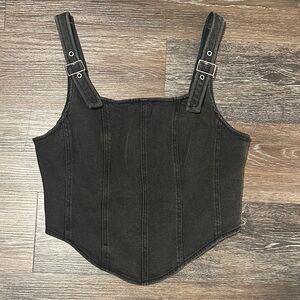 Black Denim Corset Top